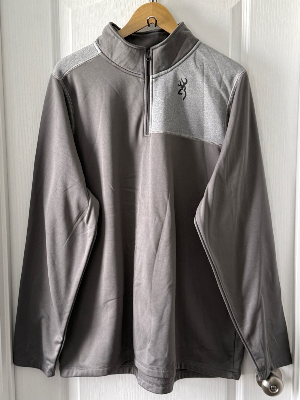 Browning 1/4 Zip Pullover Mens Gray Colorblock Performance Hunting Size X-Large